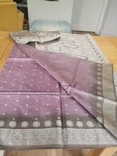 Indian new purple and silver saree with blouse