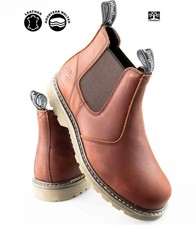 Mens Leather Hiking Walking Goodyear Welted Chelsea Ankle Boots Shoes Size