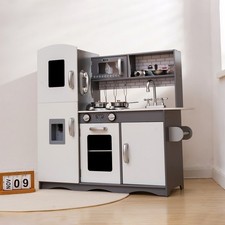 Wooden Playset for Kids Toy Cooking Set Pretend Play with Accessories PK05 Grey