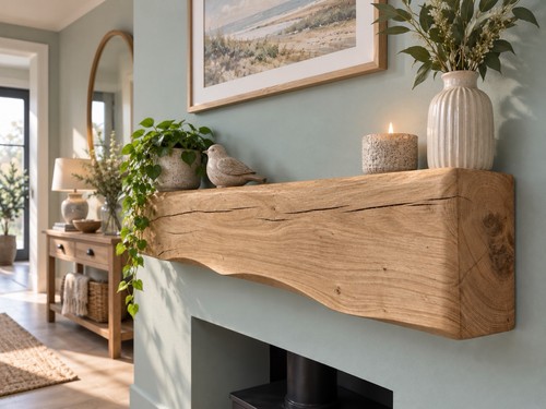 Solid oak mantel beam - solid, rustic