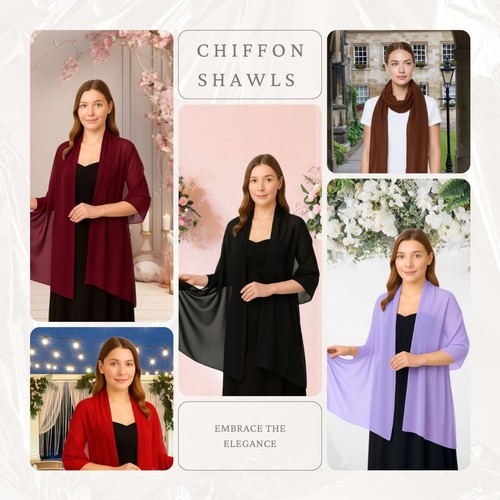 Chiffon shawls for women plain - chiffon,