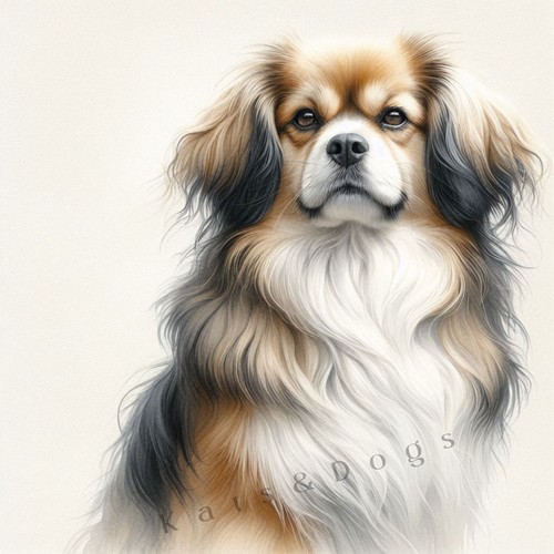 Tibetan spaniel watercolour - spaniel,