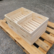Wooden Large Crates, Set of 4, 40cm long made of wood for fruits or vegetables