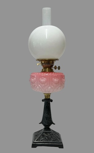 Antique oil lamp - antique, pink