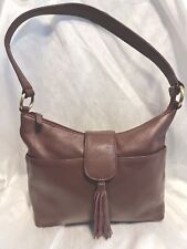 PIA...Large Leather Burgundy Shoulder Bag NEW no tag Tassle detail 6 pockets