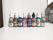 Large Lot (28) Acrylic Paints (Vallejo, AK INTERACTIVE)  miniature /Scale Models