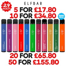 ELF BAR 600 Puffs Vape Kit Bars 20mg Pod Kit 2% Nic Salt 41 Flavours | New