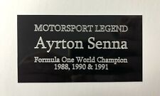 Ayrton Senna Formula One - 130x70mm Engraved Plaque for Signed F1 Memorabilia