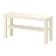 Modern Bench Stand TV Media Storage Lower Shelf White Slim Narrow Plasma Table