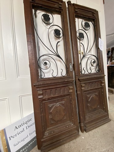 Antique oak double french - -, /