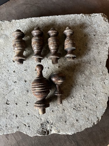 Antique turned wooden finials - antique,