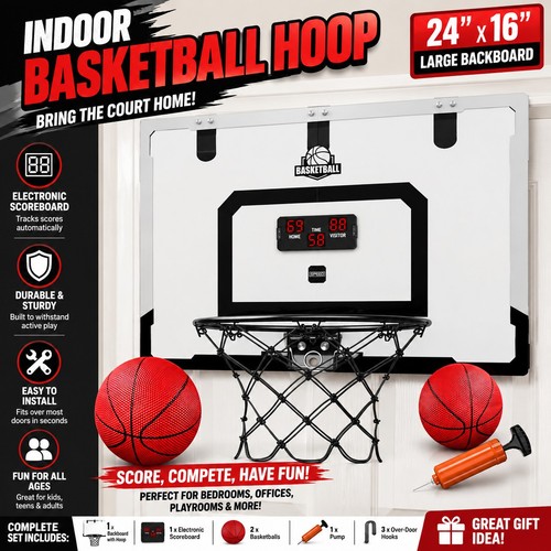 Large indoor basketball - basketball, hoop