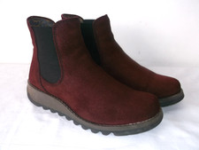 Women’s Stunning Fly London Salv Berry Suede Chelsea Boots Size 7 UK VGC!