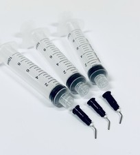 3pcs 10ml Syringes 20G Black CURVED Blunt Tip Needles Glue, Ink, Dispensing