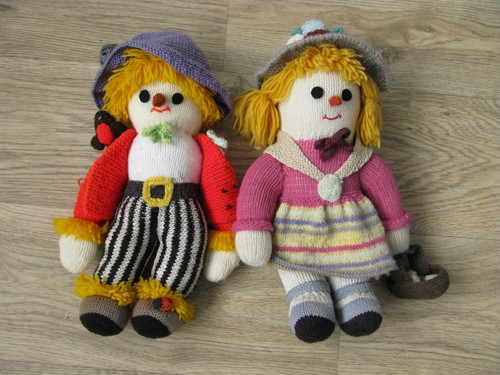 Pair hand knitted scarecrow - hand,