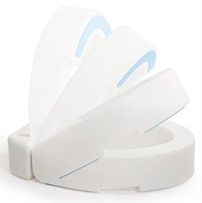 Hinged Toilet Seat Riser  Elongated Bowl - Elderly Disabled 4 Inch 300lb