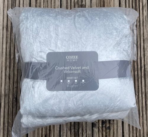 Crushed grey velvet duvet - grey,