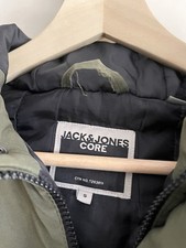 JACK & JONES Khaki Green Parka Jacket Coat Size S Autumn Winter