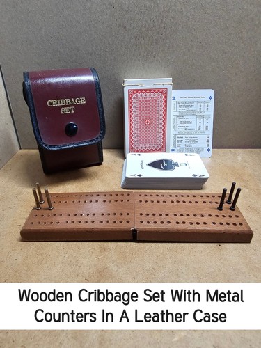 Wooden cribbage set with metal - wooden,