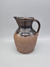 A Studio Pottery  Semi Glazed Jug With Cockerel Makers Mark and Tenmoku.