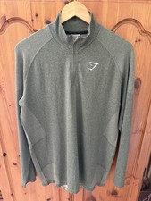 GYMSHARK VITAL SEAMLESS 1/4 ZIP FADED GREEN FORCE GREEN XL SOLD OUT RETIRED ITEM