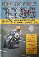 Isle of Man TT 1986 Official Programme Raceguide &Sticker. Joey Dunlop cover pic