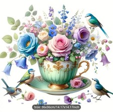 Flower Teacup Completed Cross