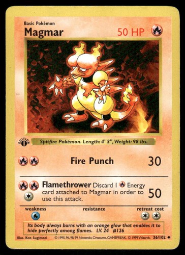 Pokemon cards magmar 102 - magmar, 36/102