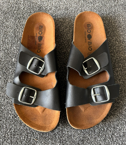 Bio black leather - leather, sandals