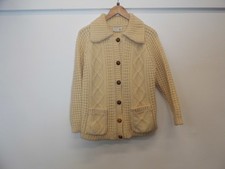 CARRAIG HANDLOOMED ARAN CARDIGAN CREAM SIZE S - CG P07