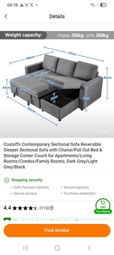 Black shaped sofa - sofa, bed