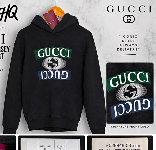 Gucci double logo hoodie black - double,