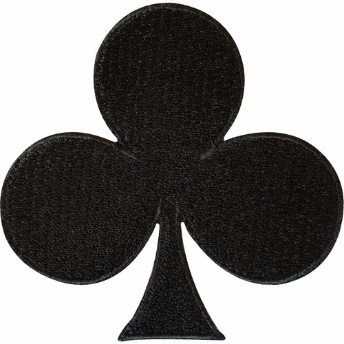 Sew iron black club patch - sew,