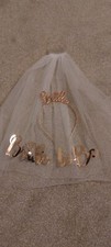 BRIDE TO BE Veil On Comb & Headband Rose Gold Hen Party Night Do Accessories