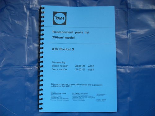Bsa rocket parts book for - bsa,
