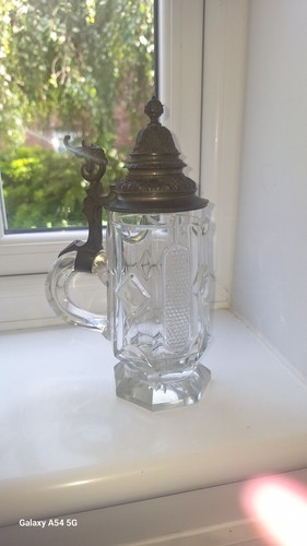 Glass tankard with pewter - glass, lid