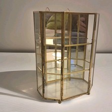 Vintage Metal and Glass Mirrored Curio Cabinet Display Case
