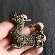 Tibetan Old Handcarved Bronze Unicorn Statue