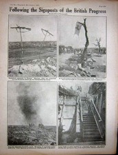 Original Old Antique Print Ww1 1916 Sowrey Brandon Zeppelin Siers Battlefield