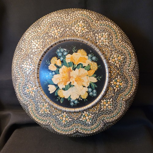 Vintage 1970s floral print tin - print,