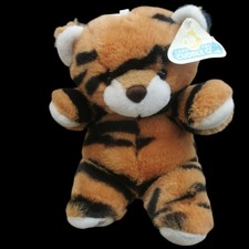 Vintage Chad Valley Cuddle Club Tiger Teddy Bear With Original Tags 1980s Plush