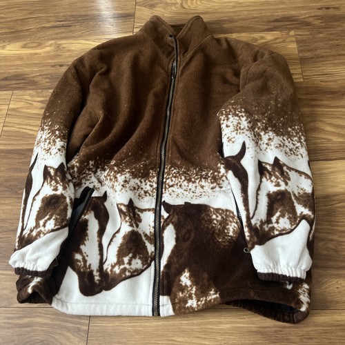 Vintage horse print fleece - vintage,