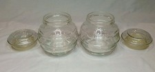 Pair Of Vintage Ikea Branded Decorative Storage Jars Round Clear Ribbed Glass 