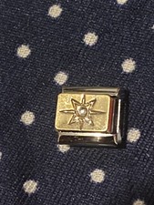 New Gold Wind Rose CZ Silver Italian Charm Fits 9mm Classic Nomination Bracelet