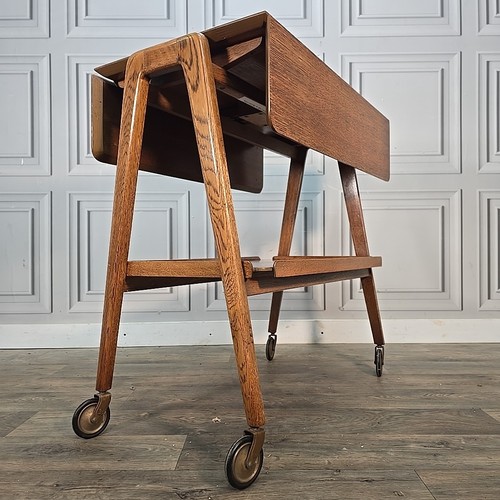 Vintage oak trolley table - trolley,