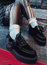 Black Stacked Platform Velvet