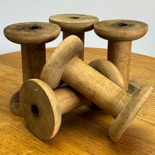 Wooden vintage mill bobbins - vintage,