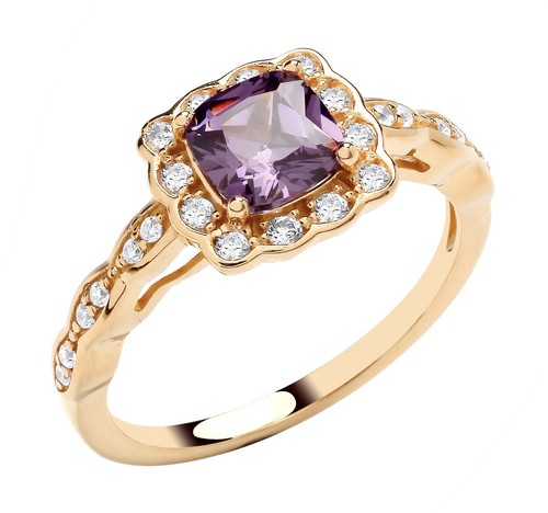 9ct gold silver amethyst - gold,