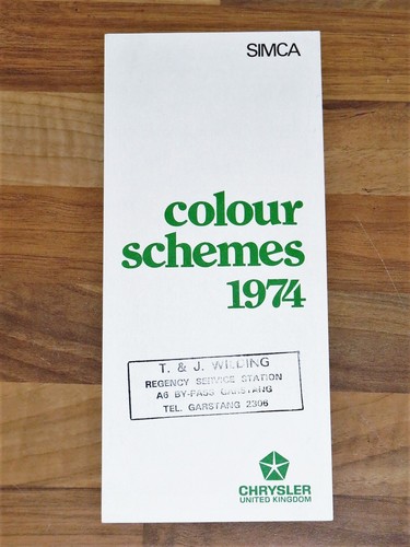 1974 simca colours trims - uk, &
