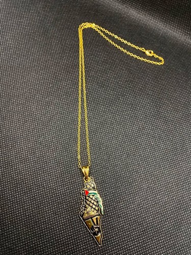 Gold palestine map necklace - map,